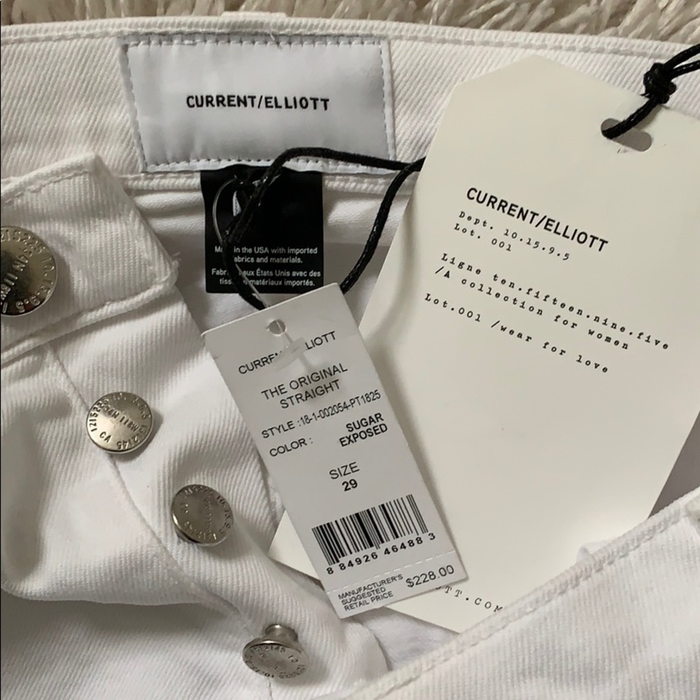 Current/Elliott “TheOriginalStraight” WhiteJeans - Picture 1 of 7